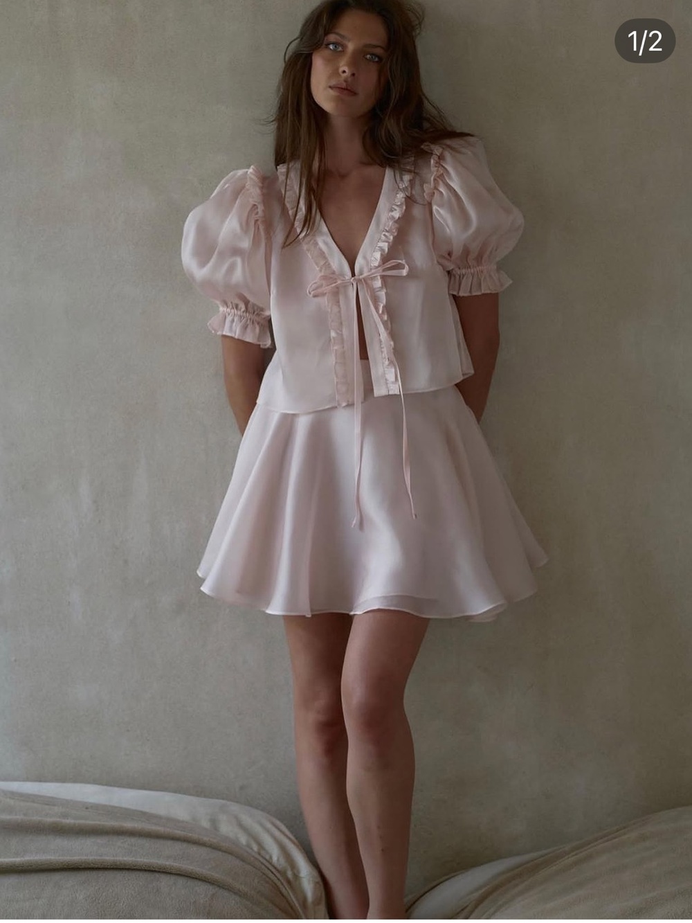 Selkie Silk Satin Paper Doll Set in Peach - Small